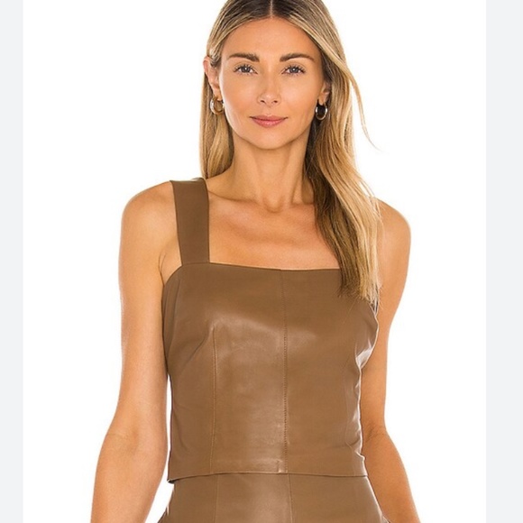 VINCE LEATHER TOP - Picture 1 of 7
